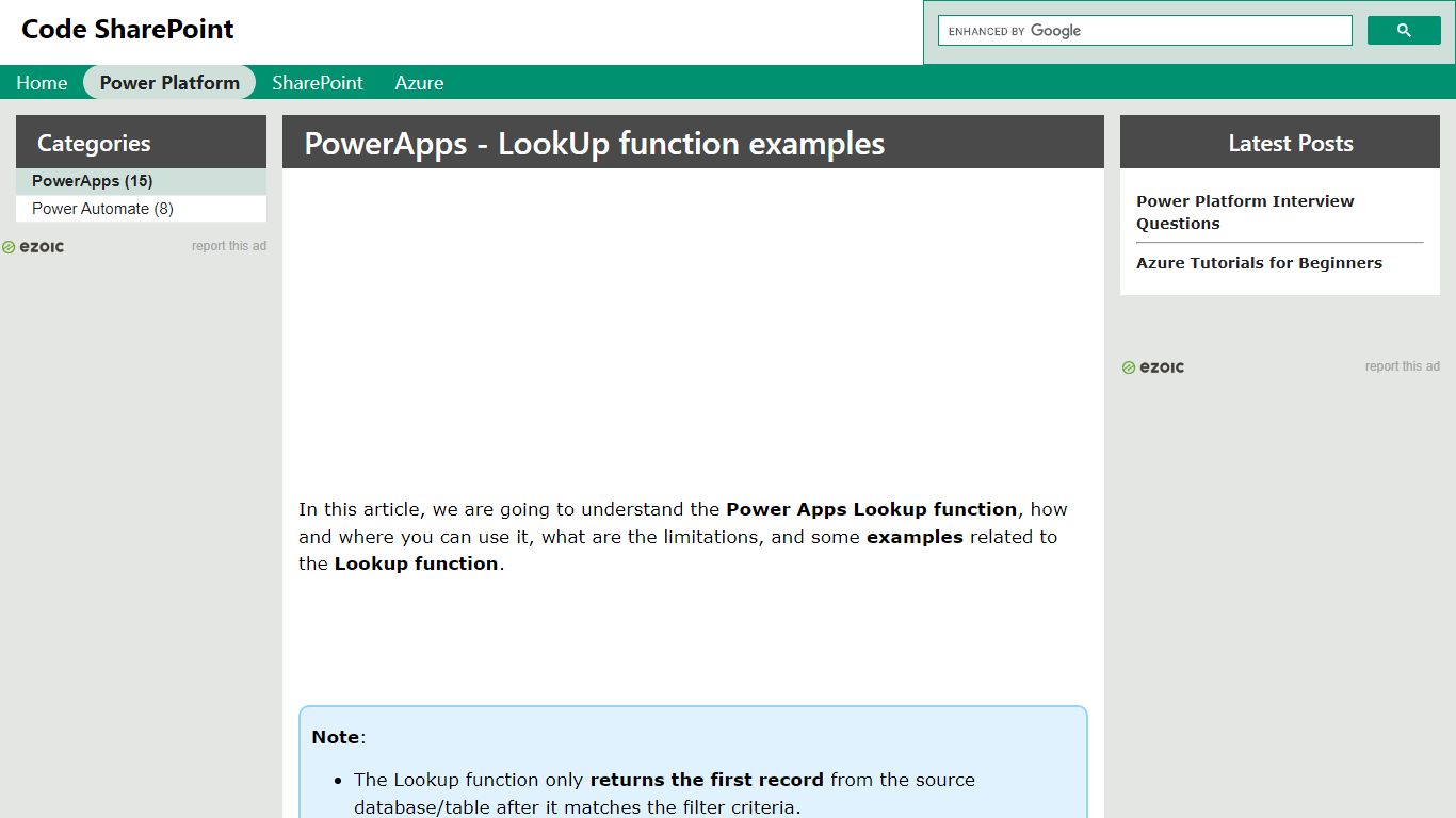 PowerApps - LookUp function examples - Code SharePoint